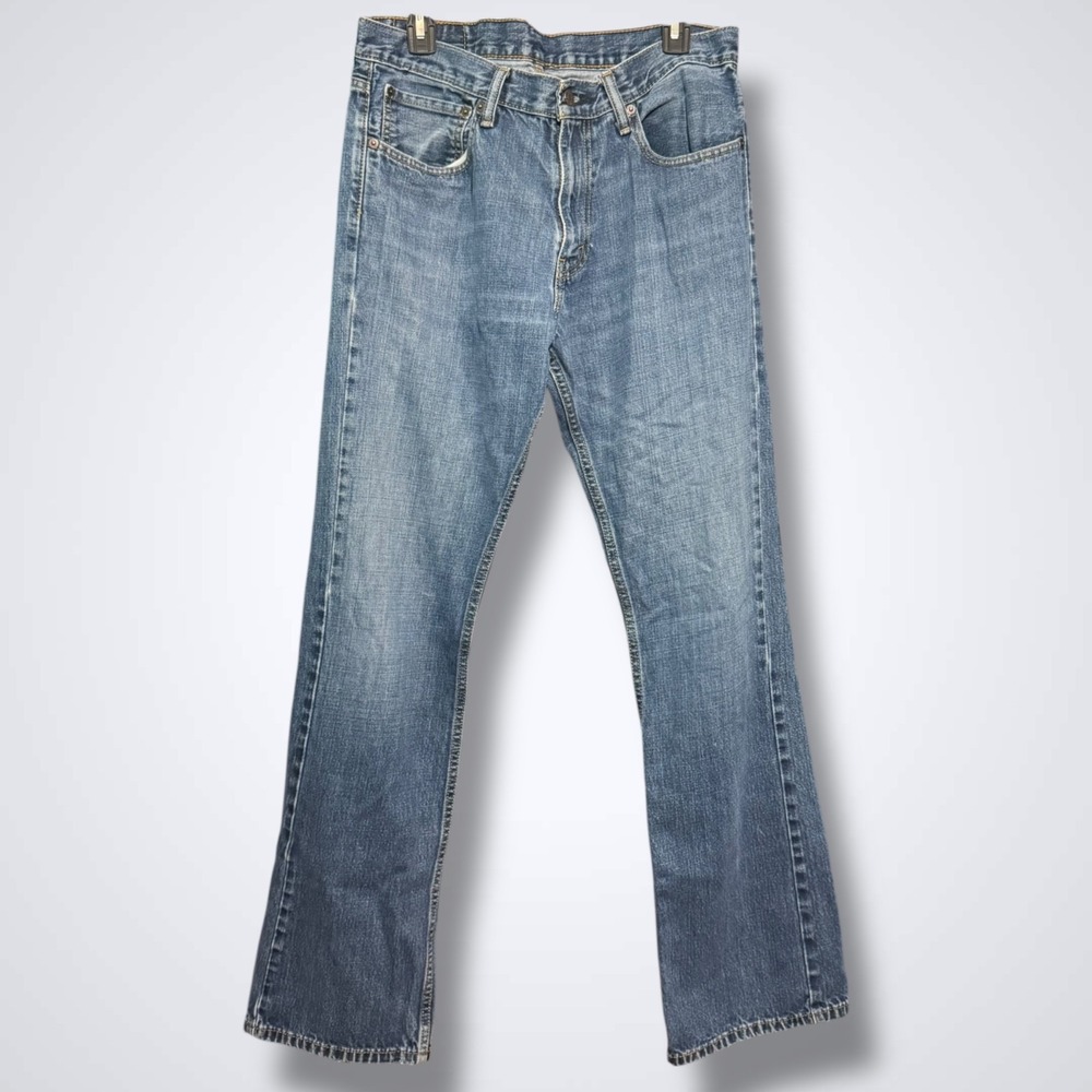 Levis 527 Jeans Mens 34 X 34 Solid Blue Denim Boot Cut CowBoy Western